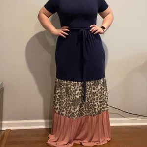 Color block maxi dress
